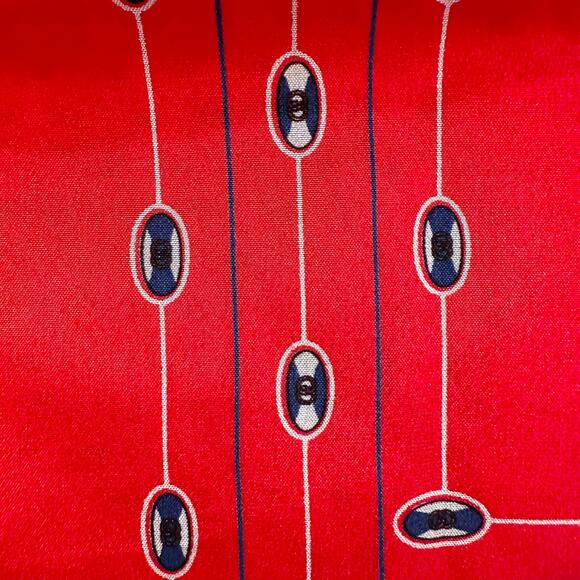 Gucci Vintage Red Navy GG Horsebit Italy Accessory Collection Silk Pocket Square - Picture 7 of 9